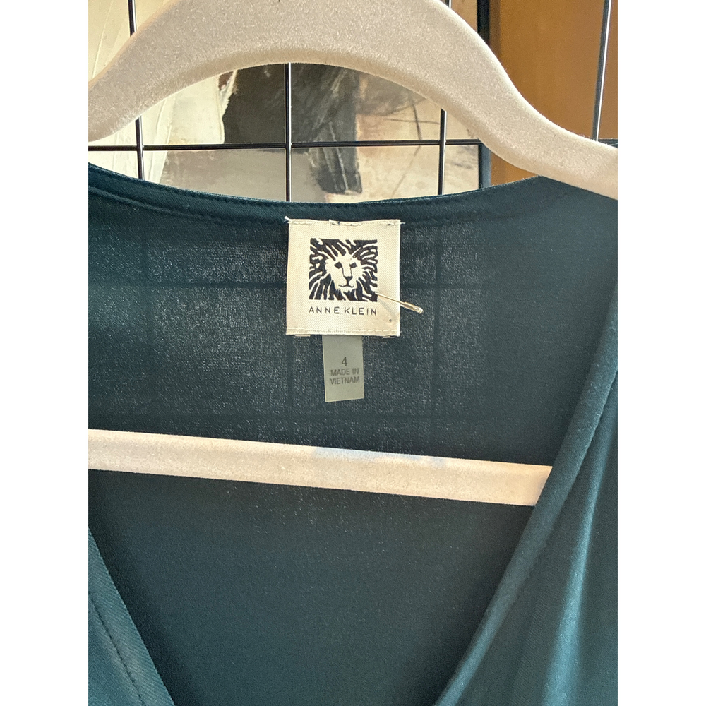 Anne Klein Teal Green Wrap Dress Size 4 - Picture 2 of 3